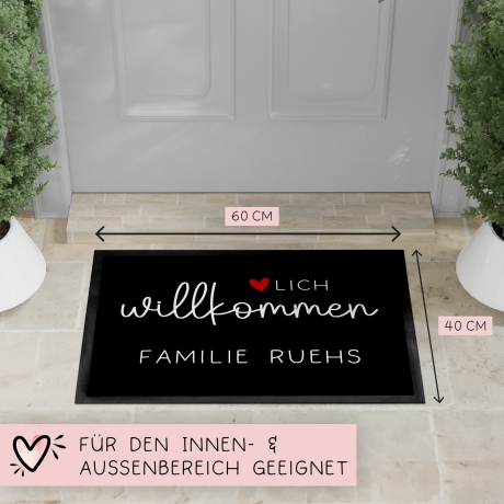 Personalisierte Fußmatte - Herzlich Willkommen - Vornamen - Wunschname - Türmatte Fußabtreter Schmutzfangmatte - Dünn - Rutschfest - Umzug