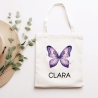 Rosa Lila Schmetterling Stofftasche Personalisiert und Namen. Kindergarten und Schule - Wäschebeutel Wechselwäsche KITA | Junge & Mädchen