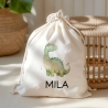 Stoffbeutel Dinosaurier Dino Wunschname Stofftasche Brontosaurus Tasche personalisiert Kinder-Beutel als Sporttasche, Wechselwäsche & Schule