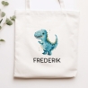 Kinder-Beutel Stoffbeutel Dinosaurier Dino Wunschname Stofftasche Tasche personalisiert als Sporttasche, Wechselwäsche, Schule, Kindergarten