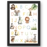 ABC Poster, Tieralphabet - DIN A4 oder A3 | Afrikanisches Safari Alphabet Tiere | Lernposter fürs Kinderzimmer mit süßen Tier-Motiven.