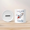 Schulkind 2024 Spardose für Kinder Personalisiert Rakete Weltraum mit Namen - Blau - Geschenk für Junge & Mädchen zur Einschulung