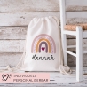 Personalisierter Turnbeutel Regnenbogen Kinder-Beutel mit Namen personalisiert. Perfekt als Rucksack für Schule und Kindergarten Kiga KITA