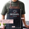 Grillschürze Chefkoch personalisiert für Männer mit Name Kunstleder Applikation zum Geburtstag - Weihnachten Baumwollschürze, Küchenschürze