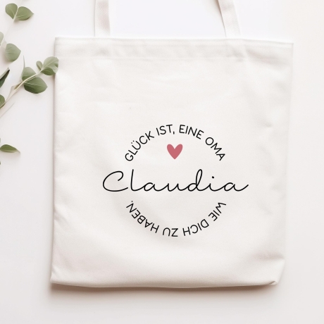 Personalisierte Einkaufstasche Glück ist eine Oma  wie dich zu haben | Jutebeutel - Stofftasche - Weihnachten - Stoffbeutel - Jutetasche
