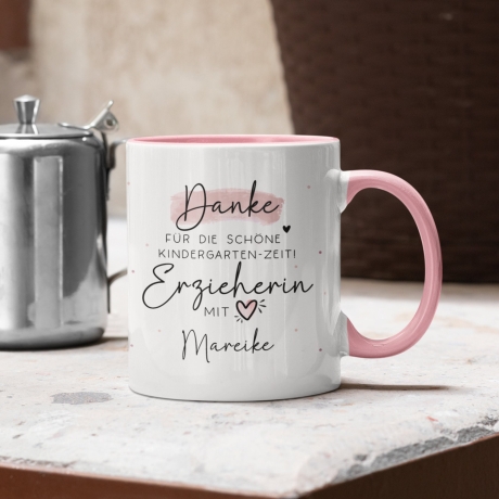 Personalisierte Tasse  Danke für die schöne Kindergarten-Zeit Geschenke Namen Kinder. Geschenk für Erzieher und Erzieherin. Abschied