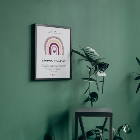 Taufgeschenk Taufe Poster personalisiert Patenkind Regenbogen Mädchen Urkunde Geschenke Taufpate Patengeschenk Patenonkel Patentante Spruch