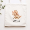 Kinder-Beutel Stoffbeutel Dinosaurier Dino Wunschname Stofftasche Tasche personalisiert als Sporttasche, Wechselwäsche, Schule, Kindergarten