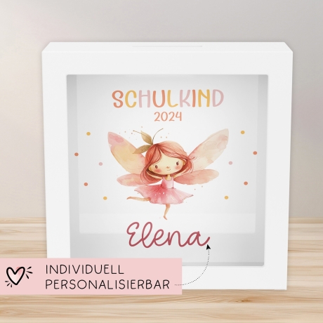 Ballerina Schulkind 2024 Spardose mit Wunschname Fee Name Kind personalisiert Kinder Geschenk Geburtstagsgeschenk Einschulung