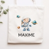 Astronaut Stofftasche Einkaufstasche Kinder-Beutel mit Namen als Sporttasche, Tragetasche Wechselwäsche für Kita Schule & Kindergarten