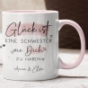 Personalisierte Glück ist... - Tasse. Muttertag  Mama, Oma, Tante, Schwester, Cousine, Hebamme, Nachbarin, Freundin, Wunschtext & Name