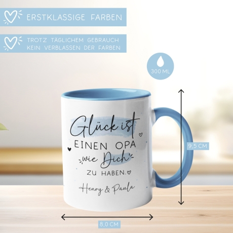 Personalisierte Tasse mit Spruch Glück ist einen Opa wie dich zu haben zum Geburtstag, Geschenk, Ostern, Weihnachtsgeschenk, Großvater