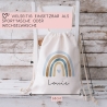 Regenbogen Turnbeutel Personalisiert Rucksack mit Namen - als Wäschebeutel, Sportbeutel Kinderbeutel für Schule, Kindergarten, Kita