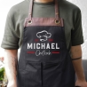 Grillschürze Chefkoch personalisiert für Männer mit Name Kunstleder Applikation zum Geburtstag - Weihnachten Baumwollschürze, Küchenschürze