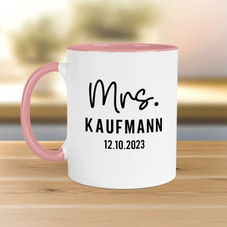 Mr. & Mrs. Tasse Hochzeit personalisiert Becher mit Wunschnamen und Datum – Namenstasse Hochzeitsgeschenk - Braut Bräutigam – Kaffeetasse