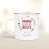 Personalisierte Emaille-Becher Tasse zum Muttertag – Mama du bist die Beste  [Wunschname]. Persönliches Geschenk zum Geburtstag, Dankeschön
