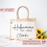 Hebamme mit Herz Tasche mit Namen - kleines Geschenk - Dankeschön Juteasche Abschiedsgeschenk - Beste Hebamme mit Wunschtext