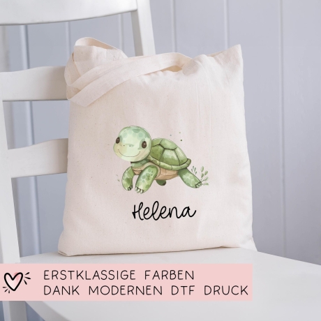 Turnbeutel Wäschebeutel Schildkröte Wasserschildkröte - Personalisiert - Wunschnamen - Schule - mit Name - Wechselkleidung - Weihnachten