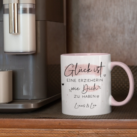 Personalisierte Tasse – Glück ist eine ERZIEHERIN wie dich zu haben -Geschenk zum Geburtstag, Ostern, Weihnachten mit Wunschnamen,Betreuerin