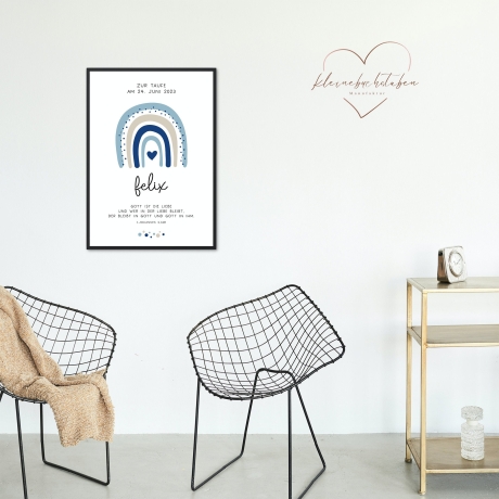 Taufgeschenk Taufe Poster personalisiert Patenkind Regenbogen Junge mit Namen- Geschenke Taufpate Patengeschenk Patenonkel Patentante Spruch