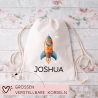 Rakete Stofftasche Personalisiert - Einkaufstasche Kinder-Beutel mit Namen als Sporttasche, Tragetasche Wechselwäsche für Kita Schule - 03