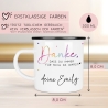 Abschiedsgeschenk Erzieherin Geschenk Abschiedsgeschenk Lehrerin Dankeschön Geschenk Tasse - Danke - Emaille Tasse Becher - Schwarz, Silber