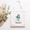 Stofftasche Meerjungfrau Personalisiert mit Wunschnamen Kinder-Beutel für Schule, Kindergarten,  Wäschebeutel, Sportbeutel, Wechselwäsche