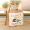 Schulkind 2024 Tasche, Zoo, Löwe Giraffe, Elefant, Schultasche, Geschenk Einschulung, personalisierte Jutetasche, Einschulungsgeschenk