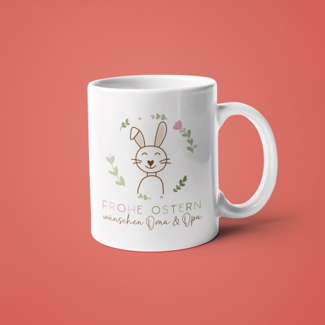 Ostergeschenk personalisiert Tasse mit Namen Frohe Ostern Hase Ostergeschenk für Kinder Männer Frauen Geschenkidee zu Ostern. Geschenk
