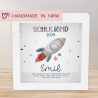 Spardose Rakete Schulkind 2024 Einschulung mit Wunschname Name Kind personalisiert Kinder Geburtstagsgeschenk mit optionalen Wunschtext