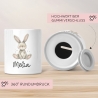 Personalisierte Kinder Spardose Hase Tier mit Namen optional mit Datum - Braun - Geschenk für Junge & Mädchen zum Geburtstag Weihnachten
