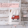 Stofftasche Feuerwehrauto Personalisiert mit Namen. Feuerwehr für Schule und Kindergarten als Wäschebeutel Wechselwäsche für Mädchen & Junge