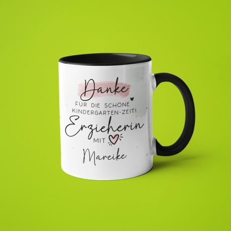 Personalisierte Tasse  Danke für die schöne Kindergarten-Zeit Geschenke Namen Kinder. Geschenk für Erzieher und Erzieherin mit Herz