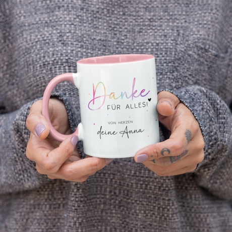 Personalisierte Tasse - Danke für alles -mit eigenen Wunschtext. Kaffee-Tasse Dankeschön-Geschenke Vatertag Muttertag Geburtstag Weihnachten