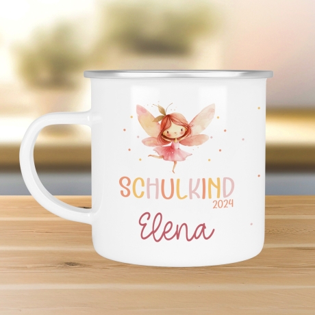 Schulanfang Ballerina Kindertasse Schulkind Fee Name Emaille Tasse Kind Kindergeschirr personalisiert Kinder Geschenk Zahnputzbecher