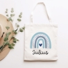 Regenbogen Blau Stofftasche Tasche Kinder-Beutel mit Namen als Sporttasche, Wechselwäsche, Tragetasche - Kita, Schule & Kindergarten - 06