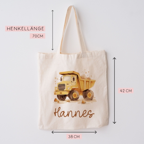 LKW Kipper Turnbeutel Rucksack mit Namen - GymBag als Wäschebeutel, Sportbeutel Kinderbeutel für Schule, Kindergarten, Kita. Personalisiert
