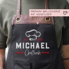 Grillschürze Chefkoch personalisiert für Männer mit Name Kunstleder Applikation zum Geburtstag - Weihnachten Baumwollschürze, Küchenschürze
