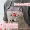 Grillschürze Kochmütze personalisiert für Männer mit Name Kunstleder Applikation zum Geburtstag - Weihnachten Baumwollschürze, Küchenschürze