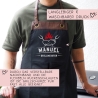 Grillmeister Grillschürze personalisiert für Männer mit Namen Kunstleder Applikation zum Geburtstag, Weihnachten Baumwollschürze, Geschenk