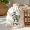 Turnbeutel Dino Personalisiert Dinosaurier mit Wunschnamen | Rucksack Schule, Kindergarten, KITA, Wäschebeutel, Sportbeutel, Wechselwäsche