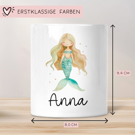Spardose Meerjungfrau Personalisiert mit Name oder Wunschnamen für Mädchen aus Keramik. Geschenk Taufe, Geburtstag od. Weihnachten - 08