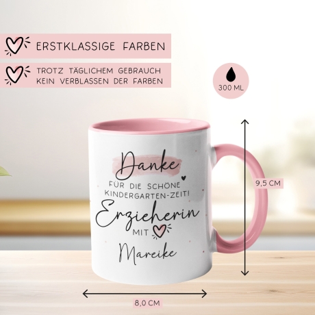 Personalisierte Tasse  Danke für die schöne Kindergarten-Zeit Geschenke Namen Kinder. Geschenk für Erzieher und Erzieherin. Abschied
