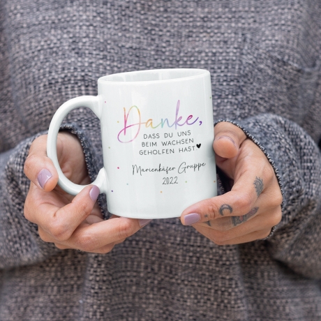 Tasse Personalisiert - Danke, dass du uns beim Wachsen geholfen hast - Abschied Kindergarten - Tasse Geschenk - Krabbelgruppe - Erzieher