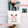 Rosa Schmetterling Stoff Tasche Personalisiert und Namen. Für Kindergarten und Schule - Wäschebeutel Wechselwäsche KITA | Mädchen & Junge
