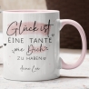 Handgefertigte Personalisierte Tasse mit Wunschnamen – Glück ist eine TANTE wie dich zu haben - Geschenk zu Ostern, Weihnachten, Geburtstag