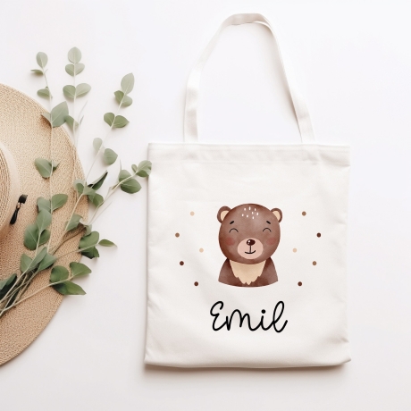 Turnbeutel Rucksack mit Namen und einem Bär -GymBag als Wäschebeutel, Sportbeutel Kinderbeutel für Schule, Kindergarten, Kita.Personalisiert