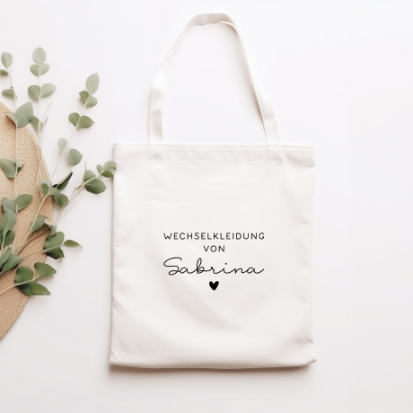 Wechselkleidung-Beutel für die Kita mit Namen - Wechselwäsche-Tasche - Stoffbeutel - Personalisiert mit Namen - Tragetasche - Henkeltasche