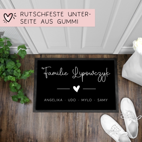 Personalisierte Fußmatte - Fussmatte Nachnamen Vornamen Wunschnamen | 60x40 cm | Geschenkidee zum Umzug, Einzug für Familien, Umzug