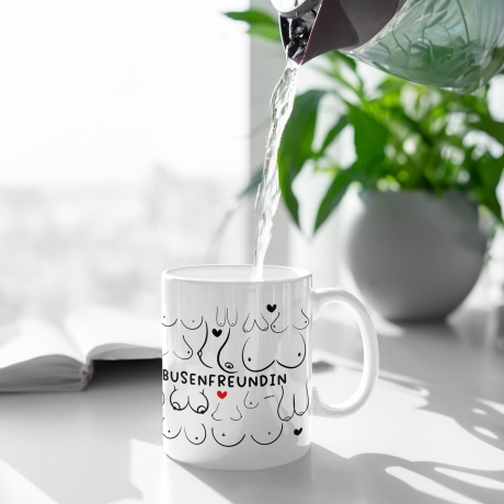 Busenfreundin Tasse Kaffeetasse Teetasse in weiß | Für die beste Freundin - BFF - Muttertag Geschenk - liebste Freundin - mit Namen - 330ml